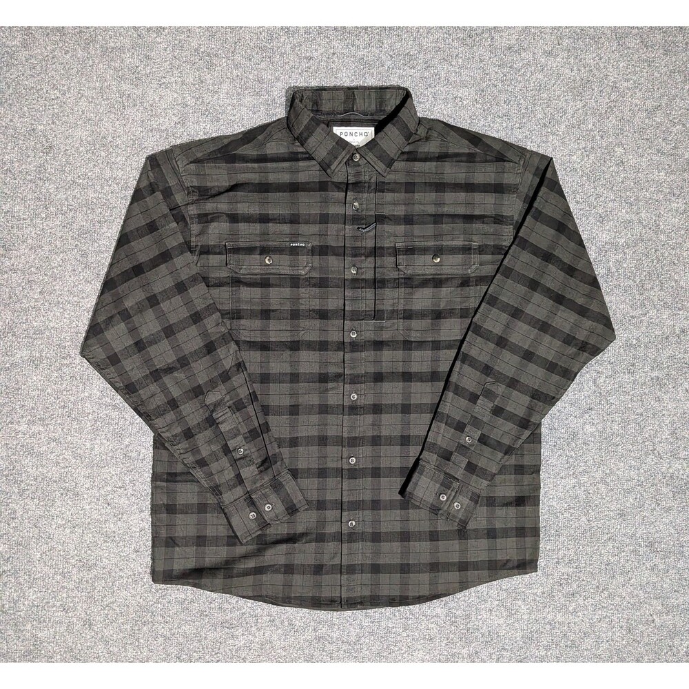 Poncho Flannel Shirt Mens Large Regular Fit Long Sleeve